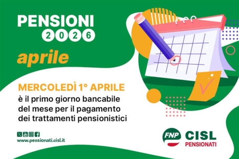 Pensione di aprile 2026, il calendario dei pagamenti
