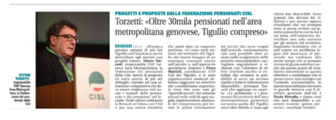 Intervista al Responsabile FNP Cisl Genova Area Metropolitana Ettore Torzetti sulle nuove iniziative nel Tigullio