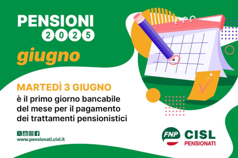 Pensione di giugno 2025, il calendario dei pagamenti
